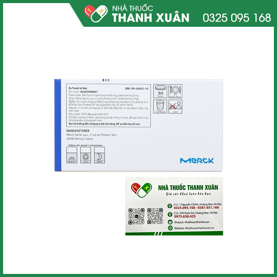 Glucovance 500mg/2.5mg thuốc điều trị đái tháo đường typ II